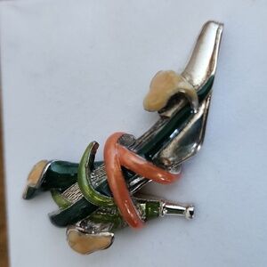 Vintage KJL Kenneth Jay Lane Silver and Enamel High Heal Shoe Brooch Pin